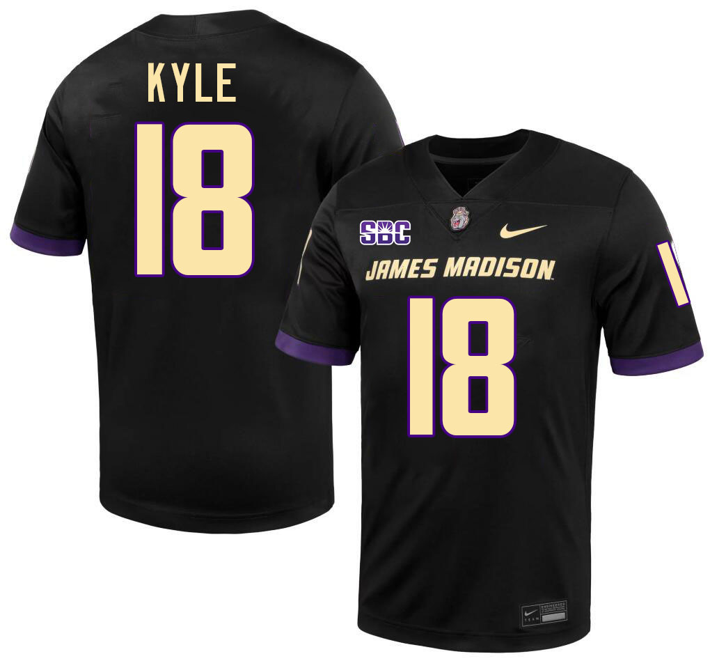 #18 Logan Kyle JMU Jersey,James Madison Dukes Football Jerseys Stitched-Black #18 Logan Kyle JMU Jersey,James Madison Dukes Football Jerseys Stitched-Black